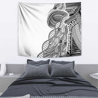 Samoan DNA Art Tattoo Tapestry Polynesian Pattern White Color