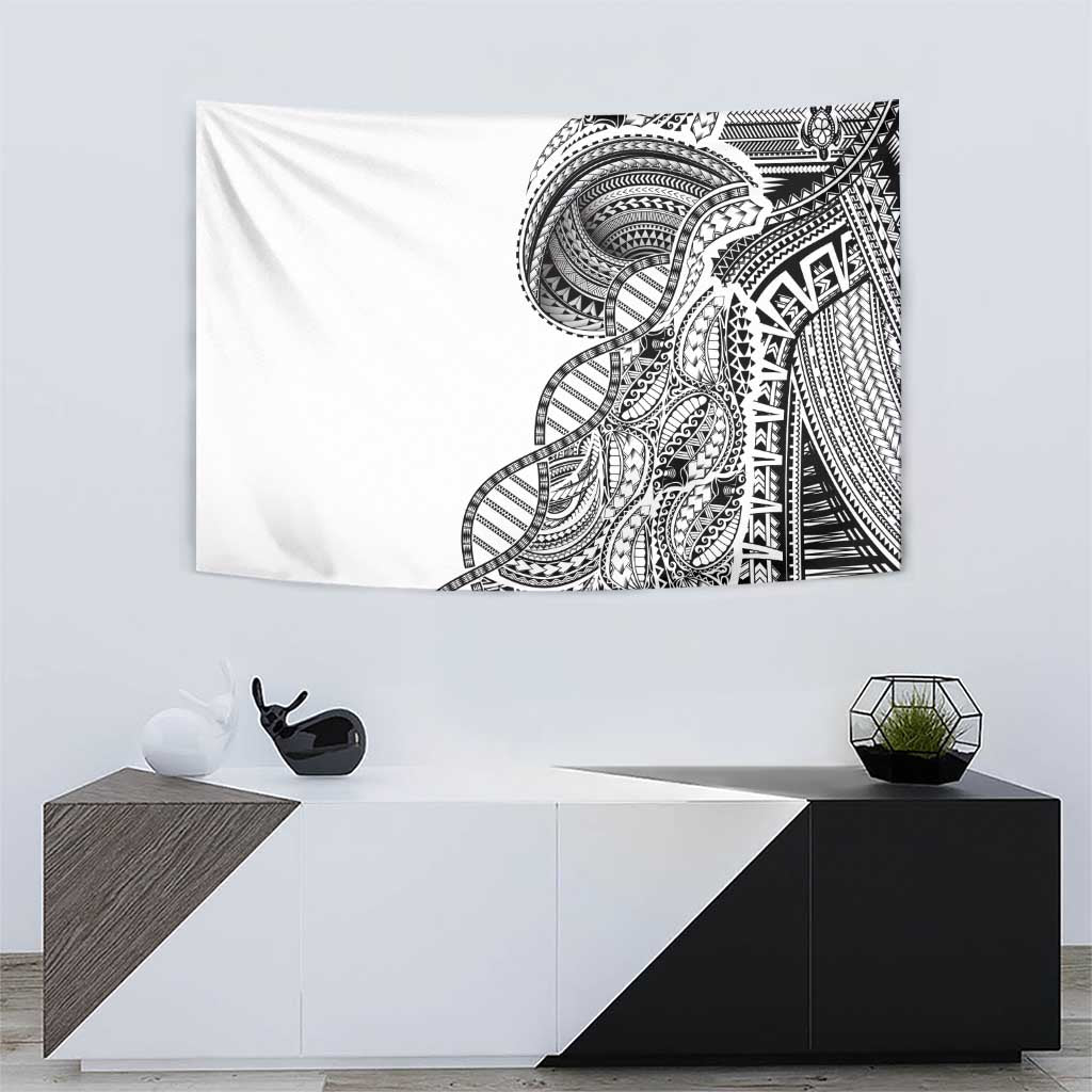Samoan DNA Art Tattoo Tapestry Polynesian Pattern White Color