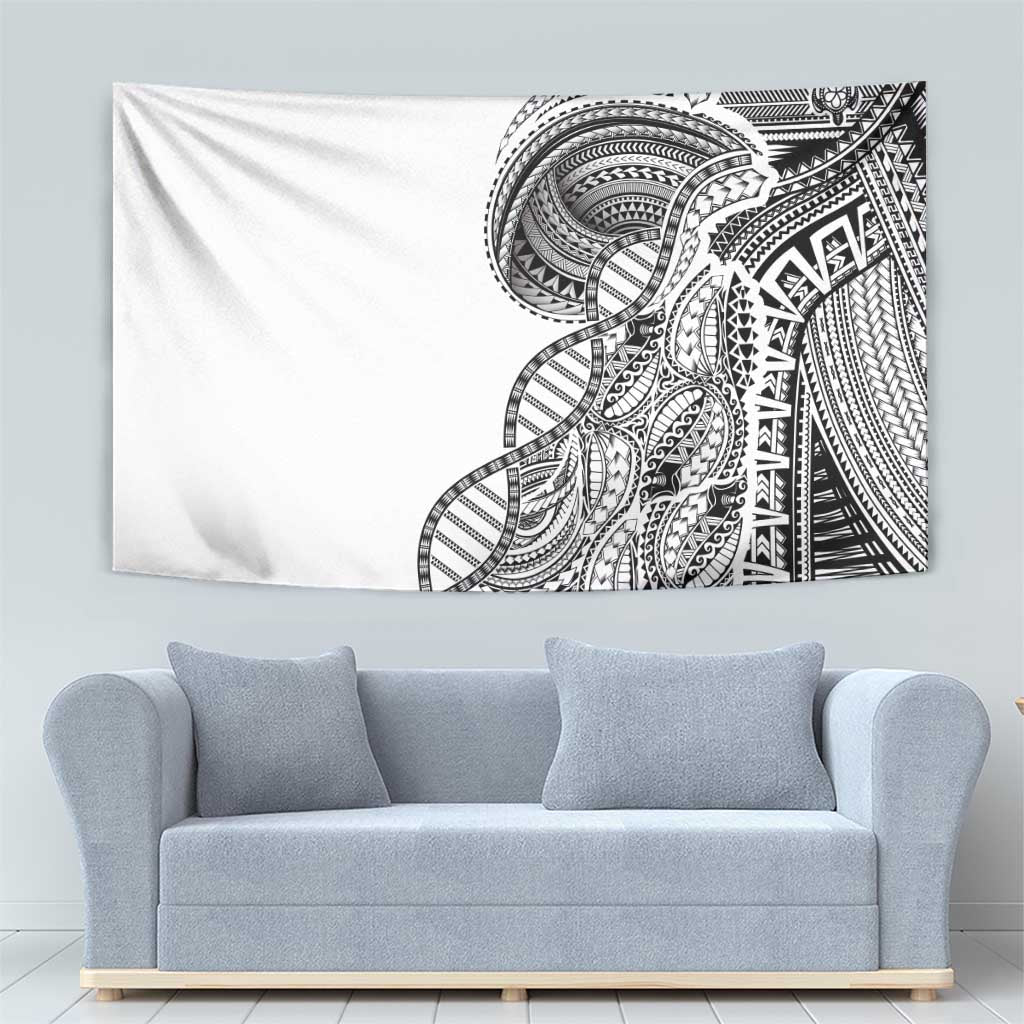 Samoan DNA Art Tattoo Tapestry Polynesian Pattern White Color