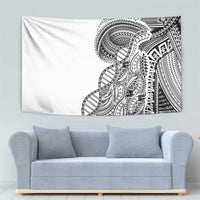Samoan DNA Art Tattoo Tapestry Polynesian Pattern White Color