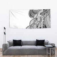 Samoan DNA Art Tattoo Tapestry Polynesian Pattern White Color