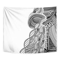 Samoan DNA Art Tattoo Tapestry Polynesian Pattern White Color