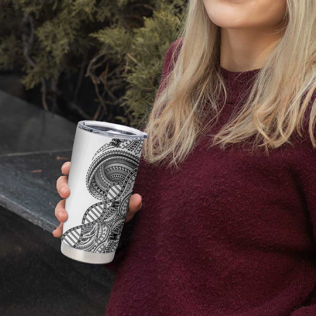 Samoan DNA Art Tattoo Tumbler Cup Polynesian Pattern White Color