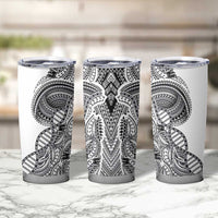 Samoan DNA Art Tattoo Tumbler Cup Polynesian Pattern White Color