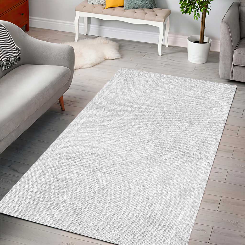 Samoan DNA Art Tattoo Area Rug Polynesian Pattern All White