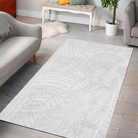 Samoan DNA Art Tattoo Area Rug Polynesian Pattern All White