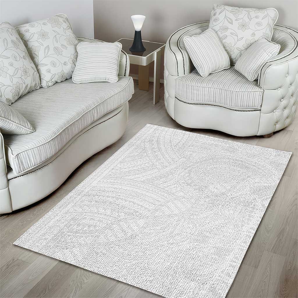 Samoan DNA Art Tattoo Area Rug Polynesian Pattern All White