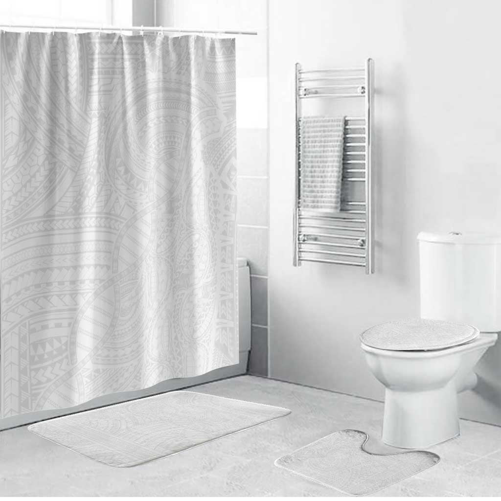 Samoan DNA Art Tattoo Bathroom Set Polynesian Pattern All White