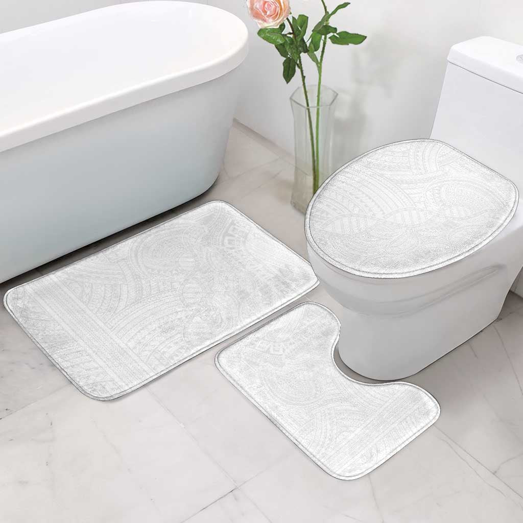 Samoan DNA Art Tattoo Bathroom Set Polynesian Pattern All White