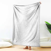 Samoan DNA Art Tattoo Blanket Polynesian Pattern All White