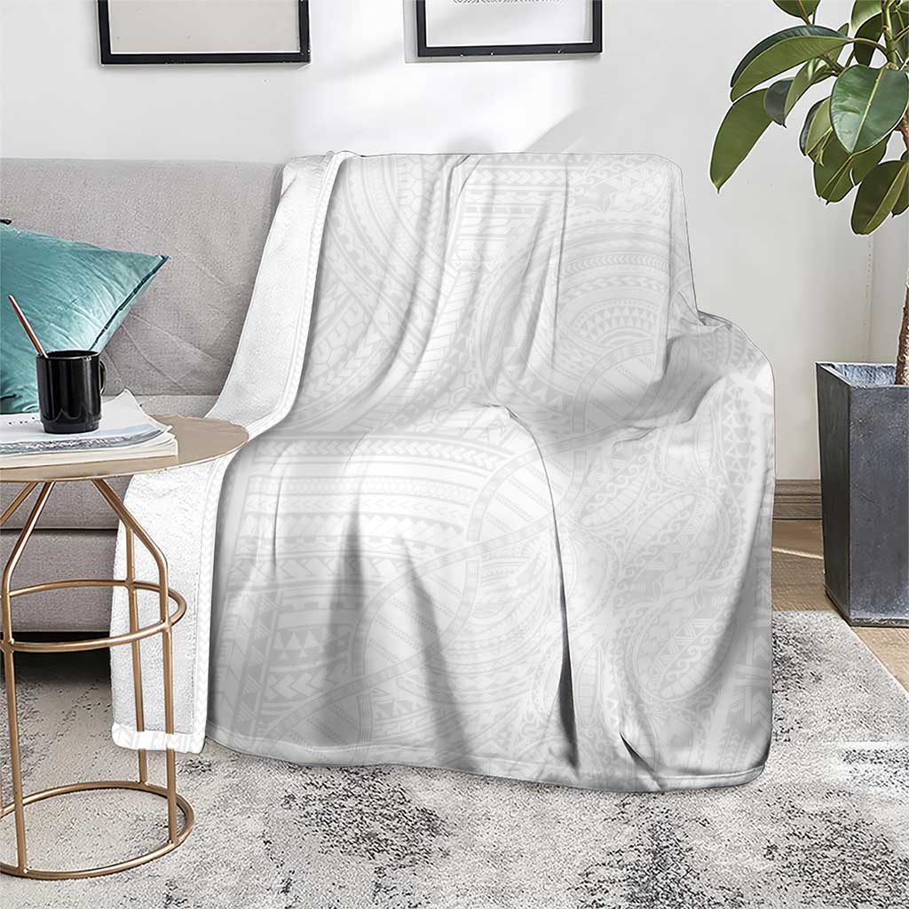 Samoan DNA Art Tattoo Blanket Polynesian Pattern All White