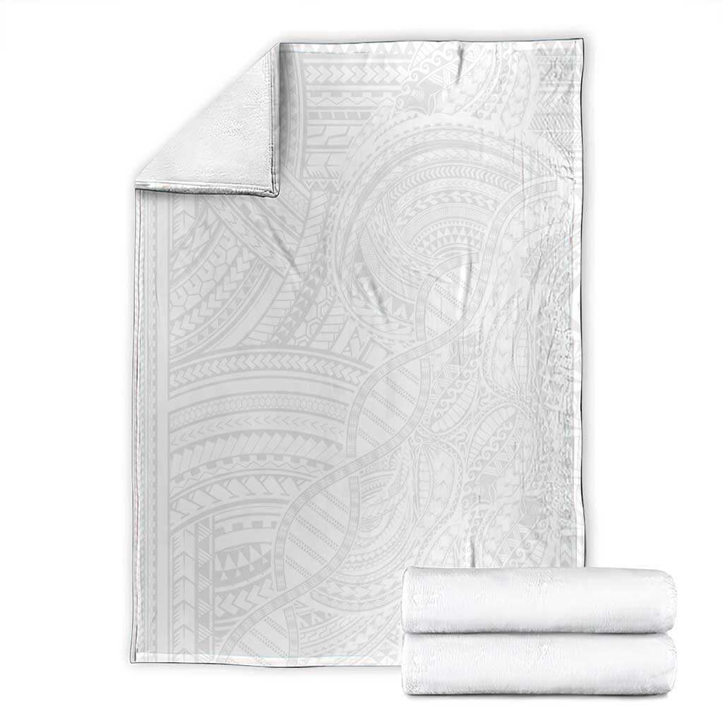 Samoan DNA Art Tattoo Blanket Polynesian Pattern All White