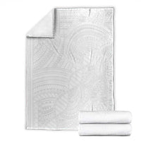 Samoan DNA Art Tattoo Blanket Polynesian Pattern All White
