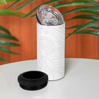 Samoan DNA Art Tattoo 4 in 1 Can Cooler Tumbler Polynesian Pattern All White LT03 - Polynesian Pride