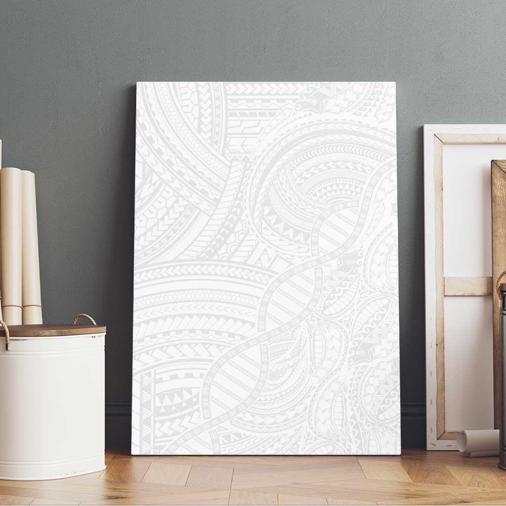 Samoan DNA Art Tattoo Canvas Wall Art Polynesian Pattern All White