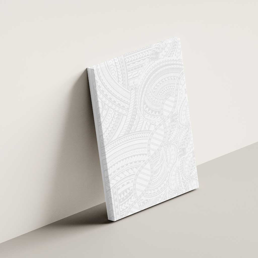 Samoan DNA Art Tattoo Canvas Wall Art Polynesian Pattern All White