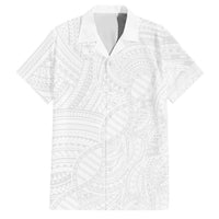 Samoan DNA Art Tattoo Family Matching Mermaid Dress and Hawaiian Shirt Polynesian Pattern All White LT03 Dad's Shirt - Short Sleeve White - Polynesian Pride
