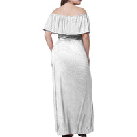 Samoan DNA Art Tattoo Family Matching Off Shoulder Maxi Dress and Hawaiian Shirt Polynesian Pattern All White LT03 - Polynesian Pride