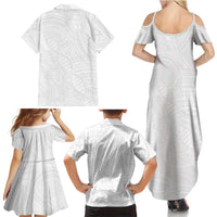 Samoan DNA Art Tattoo Family Matching Summer Maxi Dress and Hawaiian Shirt Polynesian Pattern All White LT03 - Polynesian Pride