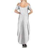 Samoan DNA Art Tattoo Family Matching Summer Maxi Dress and Hawaiian Shirt Polynesian Pattern All White LT03 - Polynesian Pride