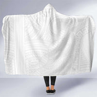 Samoan DNA Art Tattoo Hooded Blanket Polynesian Pattern All White