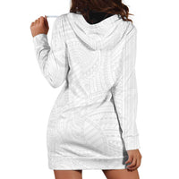 Samoan DNA Art Tattoo Hoodie Dress Polynesian Pattern All White LT03 - Polynesian Pride