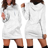 Samoan DNA Art Tattoo Hoodie Dress Polynesian Pattern All White LT03 - Polynesian Pride