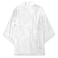 Samoan DNA Art Tattoo Kimono Polynesian Pattern All White LT03 - Polynesian Pride