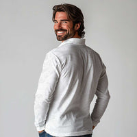 Samoan DNA Art Tattoo Long Sleeve Polo Shirt Polynesian Pattern All White