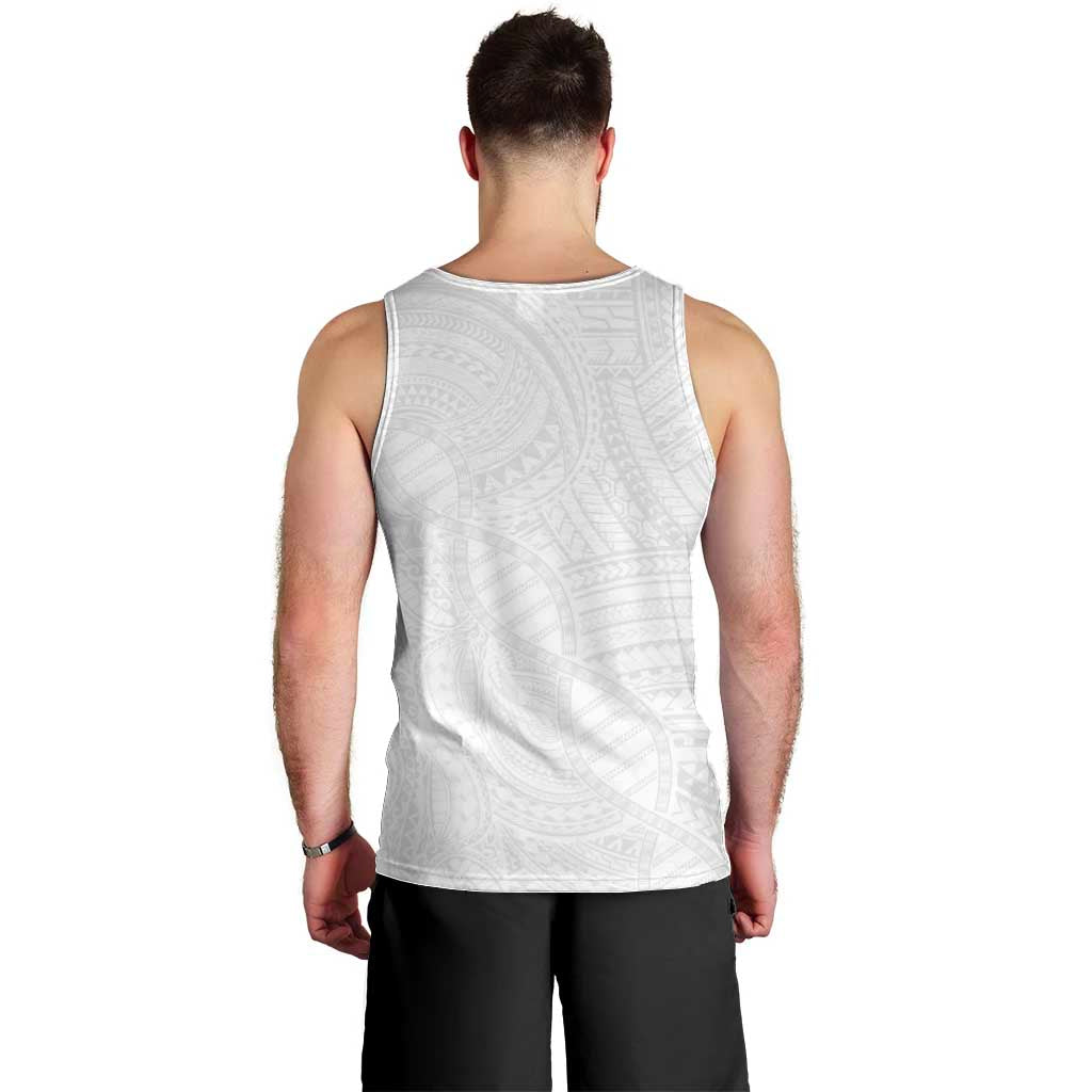 Samoan DNA Art Tattoo Men Tank Top Polynesian Pattern All White