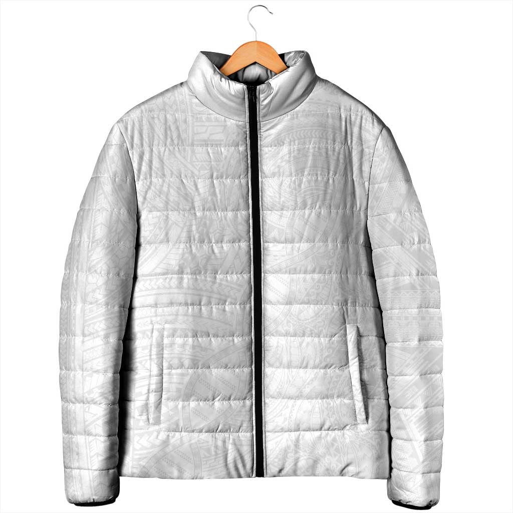 Samoan DNA Art Tattoo Padded Jacket Polynesian Pattern All White LT03 - Polynesian Pride
