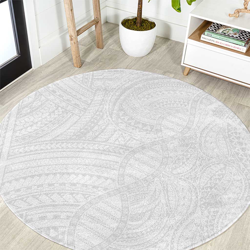 Samoan DNA Art Tattoo Round Carpet Polynesian Pattern All White LT03 White - Polynesian Pride