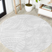 Samoan DNA Art Tattoo Round Carpet Polynesian Pattern All White LT03 White - Polynesian Pride