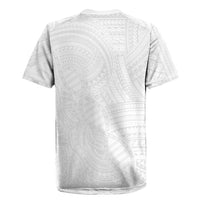 Samoan DNA Art Tattoo Rugby Jersey Polynesian Pattern All White