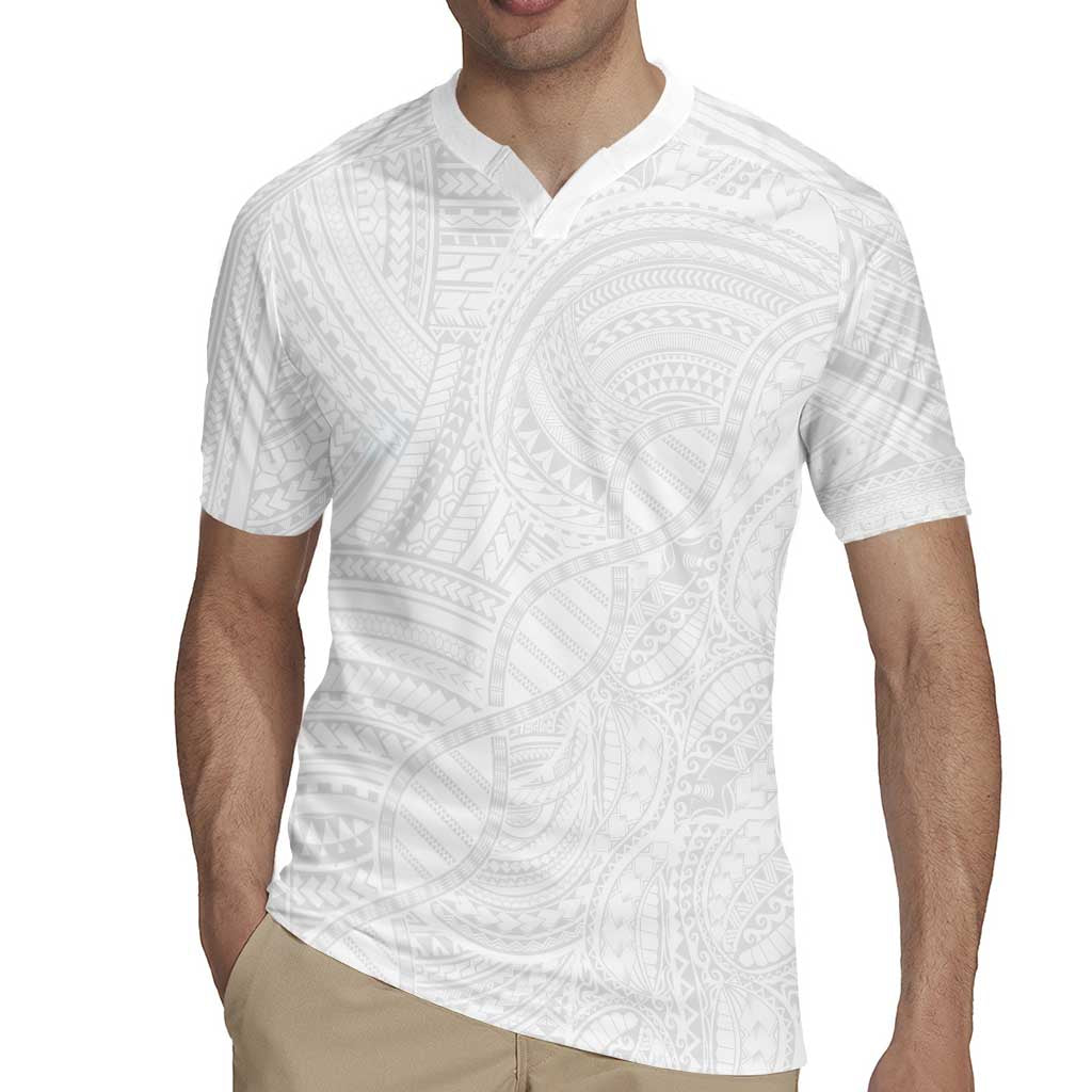 Samoan DNA Art Tattoo Rugby Jersey Polynesian Pattern All White