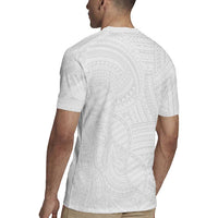 Samoan DNA Art Tattoo Rugby Jersey Polynesian Pattern All White
