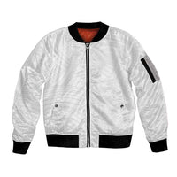 Samoan DNA Art Tattoo Sleeve Zip Bomber Jacket Polynesian Pattern All White