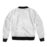 Samoan DNA Art Tattoo Sleeve Zip Bomber Jacket Polynesian Pattern All White