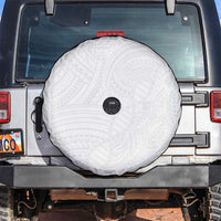 Samoan DNA Art Tattoo Spare Tire Cover Polynesian Pattern All White