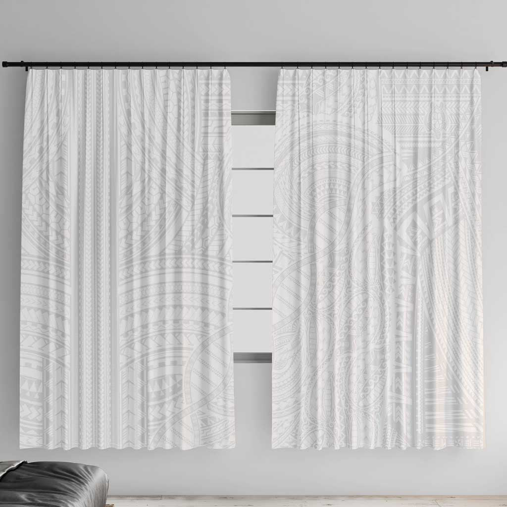 Samoan DNA Art Tattoo Window Curtain Polynesian Pattern All White
