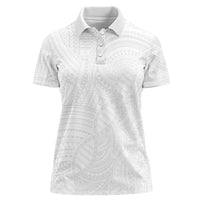 Samoan DNA Art Tattoo Women Polo Shirt Polynesian Pattern All White LT03 Female White - Polynesian Pride