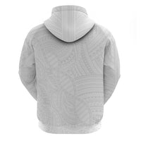 Samoan DNA Art Tattoo Zip Hoodie Polynesian Pattern All White
