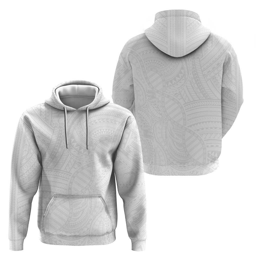 Samoan DNA Art Tattoo Zip Hoodie Polynesian Pattern All White