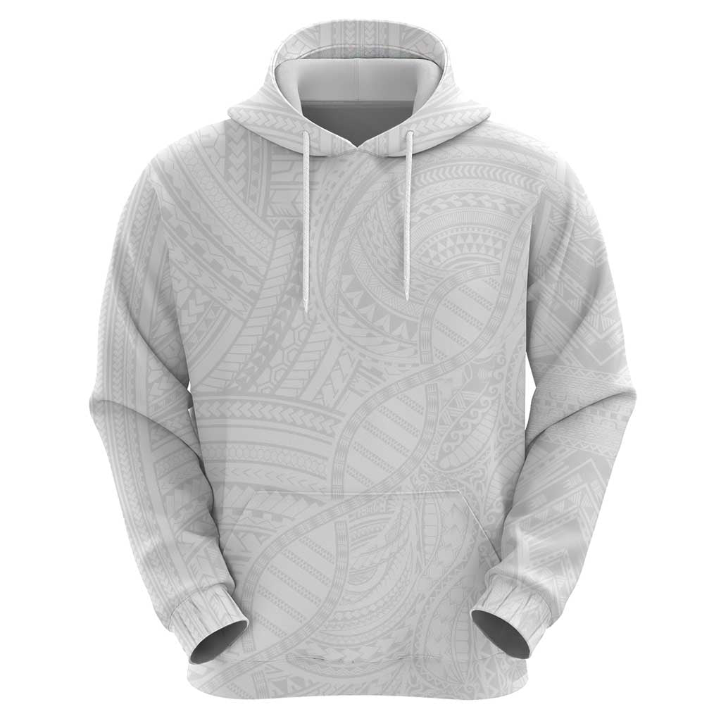 Samoan DNA Art Tattoo Zip Hoodie Polynesian Pattern All White