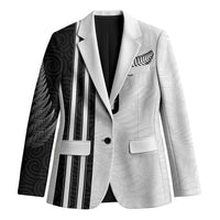 Custom New Zealand Football Blazer Silver Fern and Maori Tribal Black White Half Sporty Style LT03 Unisex Multicolor - Polynesian Pride