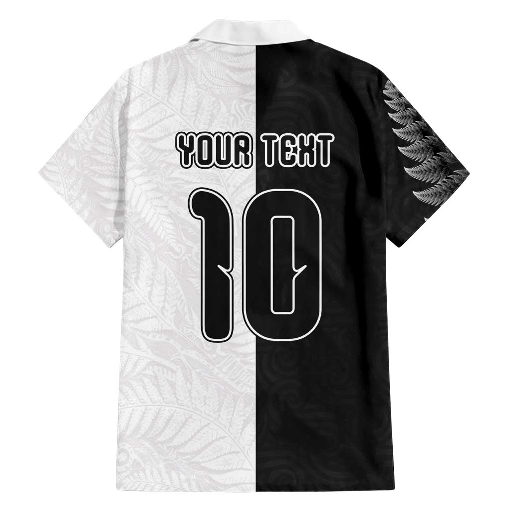 Custom New Zealand Football Hawaiian Shirt Silver Fern and Maori Tribal Black White Half Sporty Style LT03 - Polynesian Pride