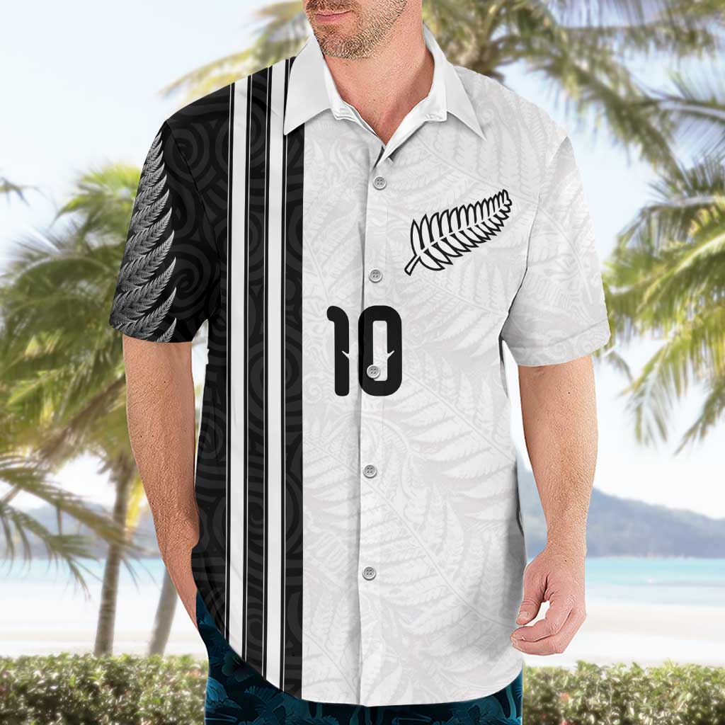 Custom New Zealand Football Hawaiian Shirt Silver Fern and Maori Tribal Black White Half Sporty Style LT03 - Polynesian Pride