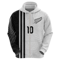 Custom New Zealand Football Hoodie Silver Fern and Maori Tribal Black White Half Sporty Style LT03 - Polynesian Pride