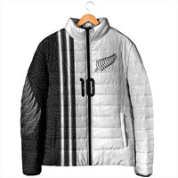 Custom New Zealand Football Padded Jacket Silver Fern and Maori Tribal Black White Half Sporty Style LT03 - Polynesian Pride