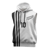 Custom New Zealand Football Sleeveless Hoodie Silver Fern and Maori Tribal Black White Half Sporty Style LT03 Multicolor - Polynesian Pride
